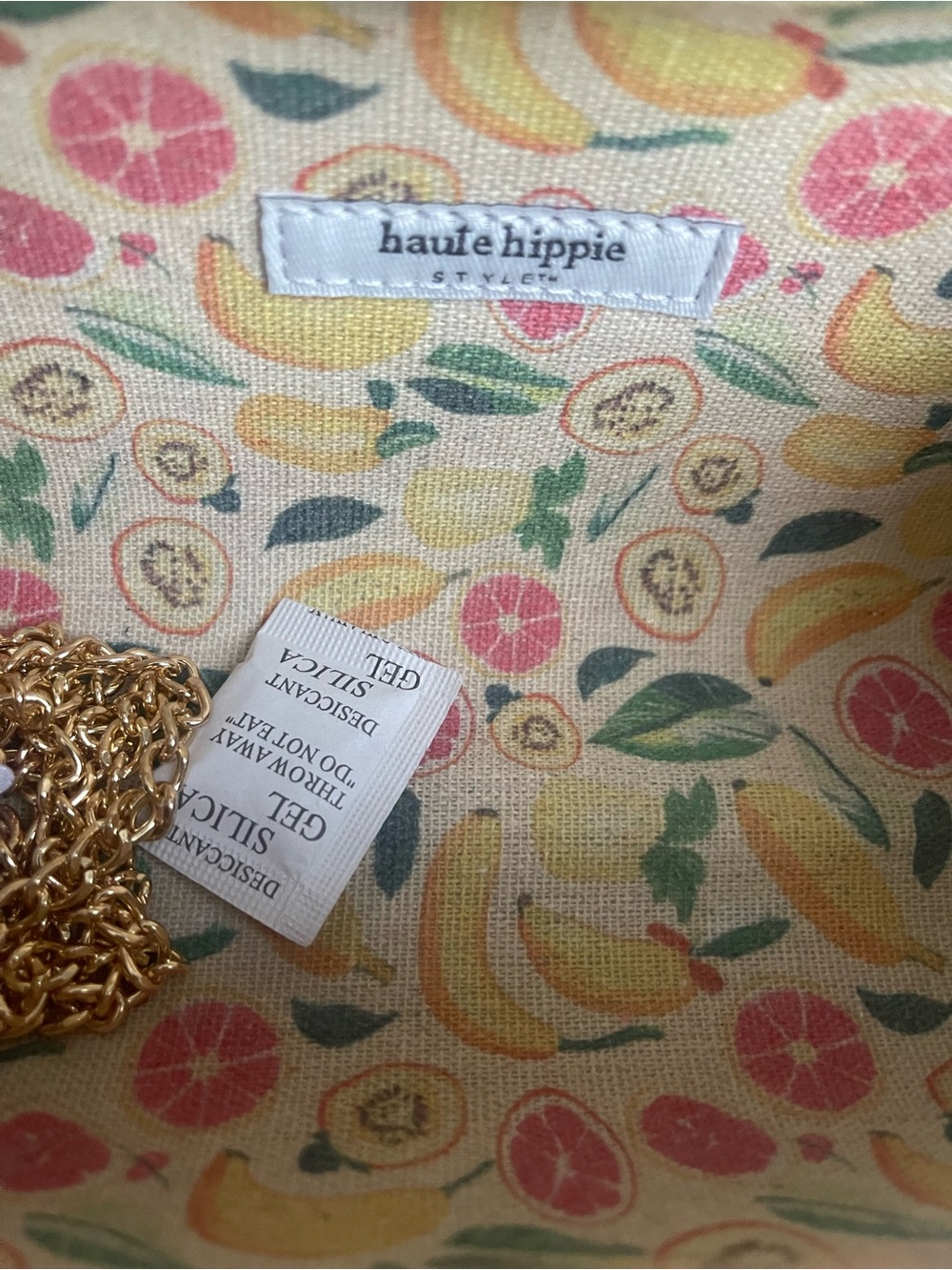 Haute Hippie Beaded Viral Fruit Clutch With Bamboo Handle Purse - Picture 5 of 8